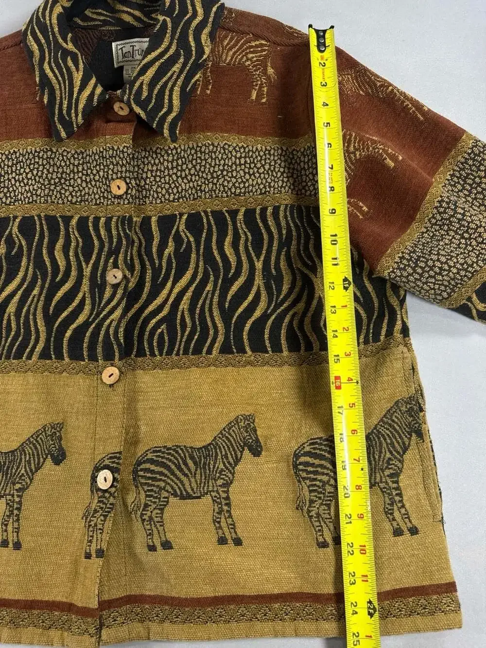 Vintage TanTrums Zebra Safari Jacket Brocade Tribal Boho Boxy Women's 2X